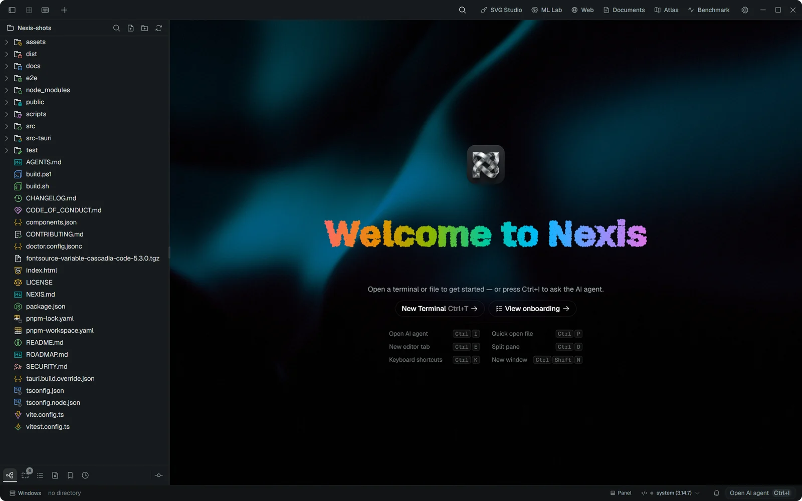 Nexis Welcome screen screenshot